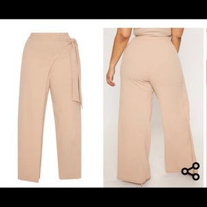Wrap Detail Wide Leg Trousers